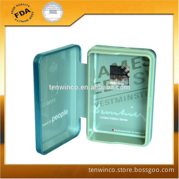 Fancy Cigarettes Tin Box with Hinge and Plastic Frame